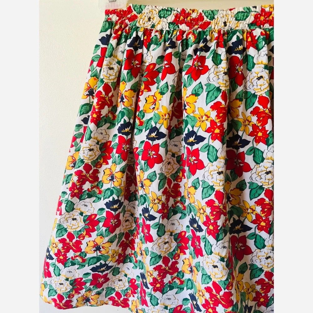 100% Cotton Vintage Vibrant Floral Pleat Skirt - Picture 1 of 7
